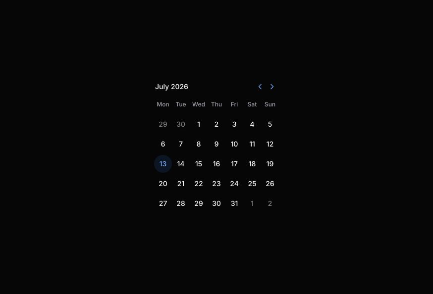 RangeCalendar