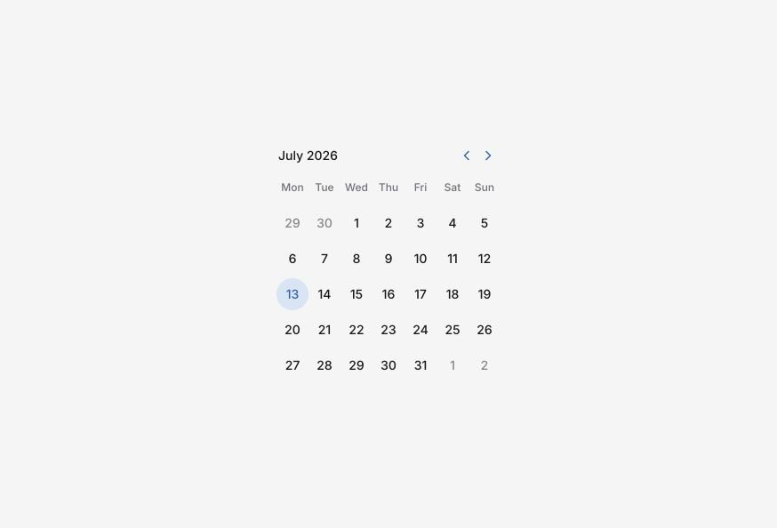 RangeCalendar